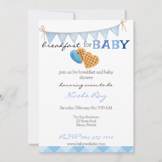 Ontbijt en baby shower kaart (Voorkant)