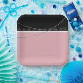 Ontbijt en Brunch Roze en zwart Papieren Bordje (Feest)