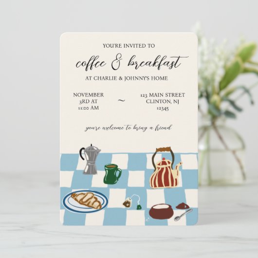 Ontbijt- en caféfeest kaart (Staand voorkant)