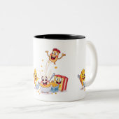 Ontbijt gezellig met vrienden tweekleurige koffiemok (Voorkant rechts)