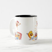 Ontbijt gezellig met vrienden tweekleurige koffiemok (Voorkant links)