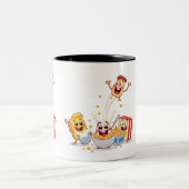 Ontbijt gezellig met vrienden tweekleurige koffiemok (Center)