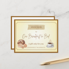 'Ontbijt in Bed' Grappige Cadeaubon Briefkaart