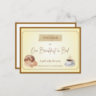 'Ontbijt in Bed' Grappige Cadeaubon Briefkaart