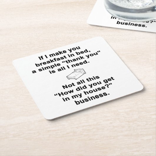 Ontbijt in bed kartonnen onderzetters (Schuin)