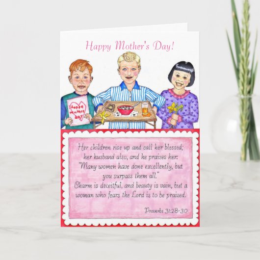 Ontbijt in Bed Moederdag Kaart (Voorkant)