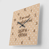 Ontbijt in Bed Quote Funny Kitchen Vierkante Klok (Hoek)