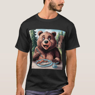 Ontbijt in de natuur, olieverf. t-shirt
