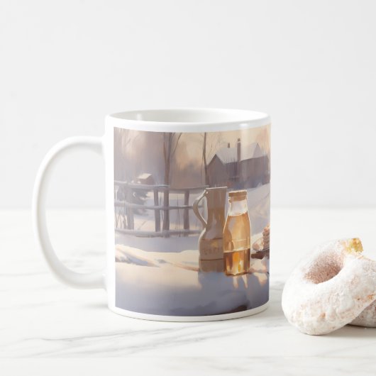 Ontbijt in de ochtend koffiemok (Met donut)