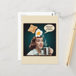 Ontbijt In deze economie Surreal Woman Briefkaart