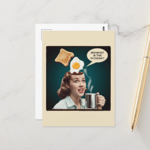 Ontbijt In deze economie Surreal Woman Briefkaart