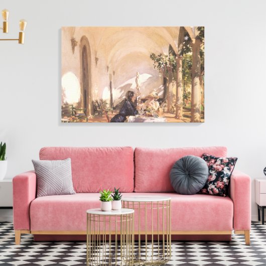 Ontbijt in Loggia door John Singer Sargent Canvas Afdruk (Insitu (Woonkamer))
