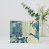 'Ontbijt in Parijs' Post Card, Indigo Blue Briefkaart (Staand voorkant)