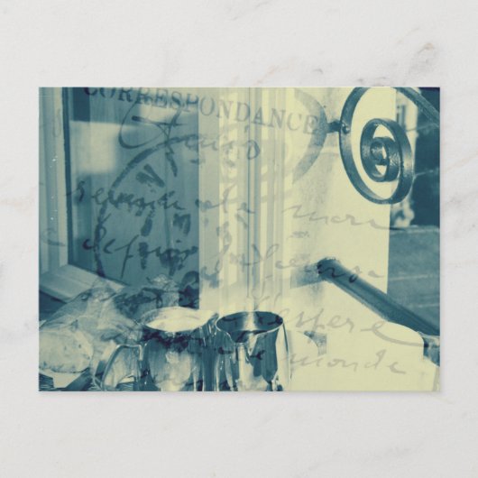 'Ontbijt in Parijs' Post Card, Indigo Blue Briefkaart (Voorkant)