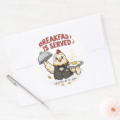 Ontbijt Is Geserveerd Grappige Kip Sticker (Envelop)