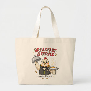 Ontbijt Is Geserveerd Grappige Kip Tote Grote Tote Bag