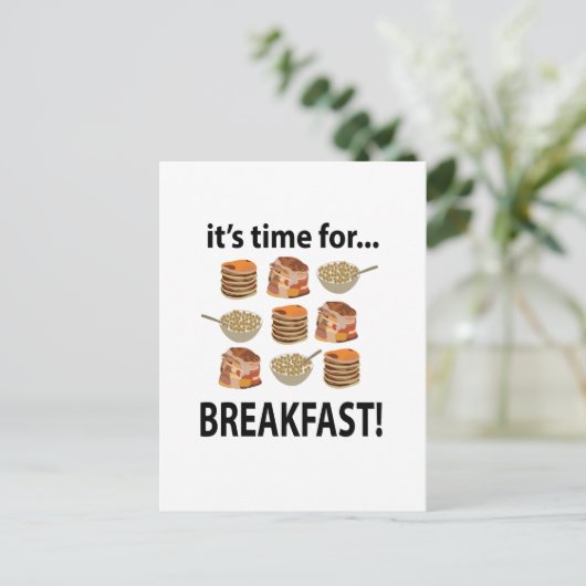 Ontbijt is tijd voor ontbijt briefkaart (Staand voorkant)