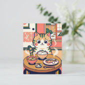 Ontbijt Kat Postkaart (Staand voorkant)