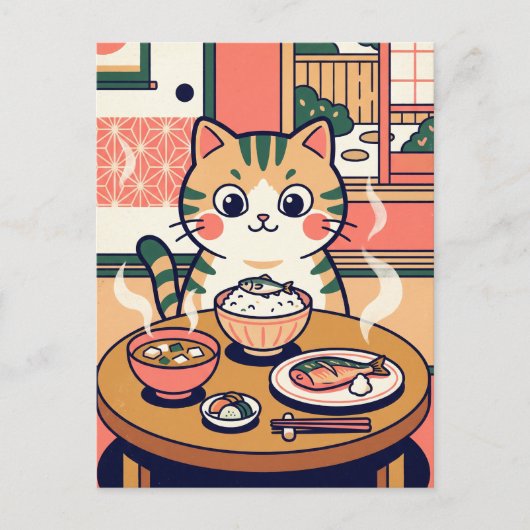 Ontbijt Kat Postkaart (Voorkant)