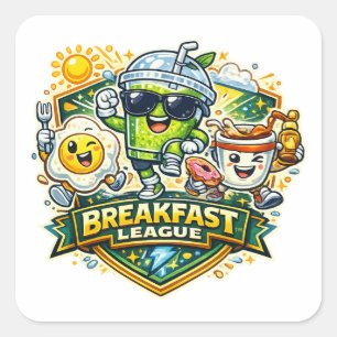 Ontbijt League Badge Vierkante Sticker