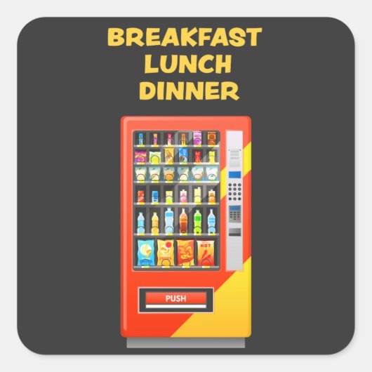 Ontbijt Lunch Diner Vending Machine Vierkante Sticker (Voorkant)