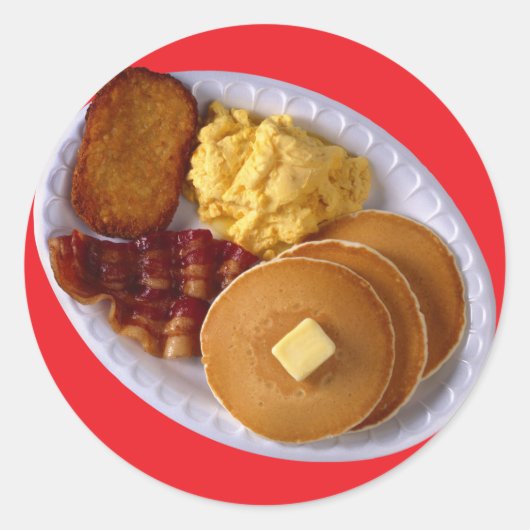 Ontbijt met Bacon Ronde Sticker (Voorkant)