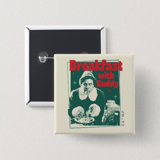 Ontbijt met Buddy Vierkante Button 5,1 Cm (Voorkant /achterkant)