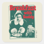 Ontbijt met Buddy Vierkante Sticker (Voorkant)