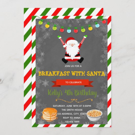 ontbijt met kerstfeestelijke uitnodiging (Voorkant / Achterkant)