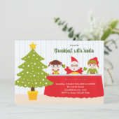 Ontbijt met Kerstman feestelijke uitnodiging (Staand voorkant)
