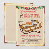 Ontbijt met Kerstman Kerstfeest Uitnodiging (Voorkant / Achterkant)