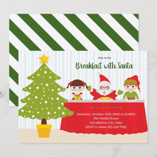 Ontbijt met Kerstman uitnodiging (Voorkant / Achterkant)