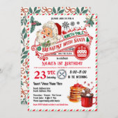 Ontbijt met Santa Christmas Kind Verjaardagsfeest Kaart (Voorkant / Achterkant)