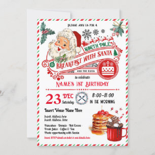 Ontbijt met Santa Christmas Kind Verjaardagsfeest Kaart