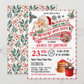 Ontbijt met Santa Christmas Kind Verjaardagsfoto Kaart (Voorkant / Achterkant)