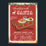 Ontbijt met Santa Christmas Party uitnodiging<br><div class="desc">Ontbijt met Santa Christmas Party slee slee pannenkoeken en foto's Retro uitnodiging</div>