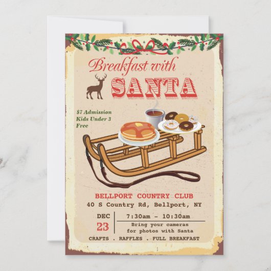 Ontbijt met Santa Christmas Party uitnodiging (Voorkant)