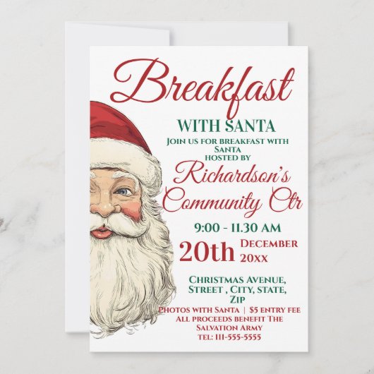 Ontbijt met Santa Festive Kaart (Voorkant)