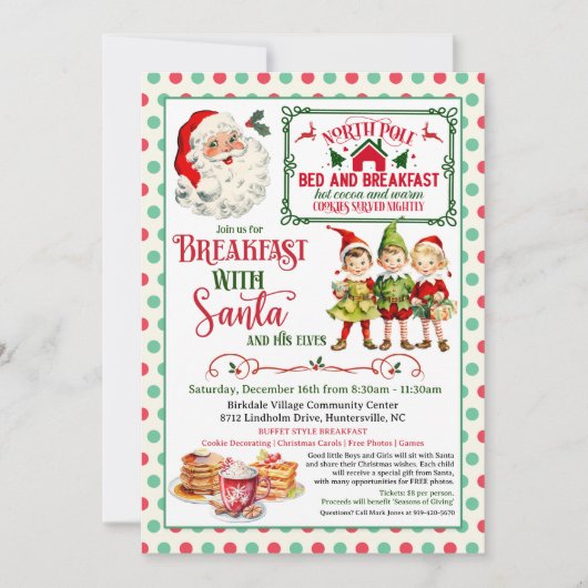  ontbijt met Santa Holiday Invitation Kaart (Voorkant)