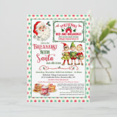  ontbijt met Santa Holiday Invitation Kaart (Staand voorkant)