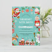 Ontbijt met Santa Illustrated Christmas-uitnodigin Kaart (Staand voorkant)