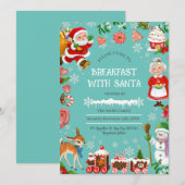 Ontbijt met Santa Illustrated Christmas-uitnodigin Kaart (Voorkant / Achterkant)