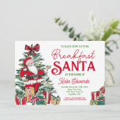 Ontbijt met Santa uitnodiging, Santa ontbijt, Kaart (Staand voorkant)