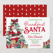 Ontbijt met Santa uitnodiging, Santa ontbijt, Kaart (Voorkant / Achterkant)