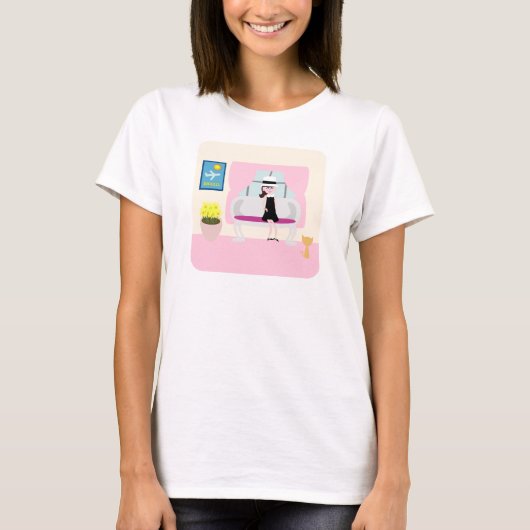 Ontbijt met Stephanie Leuke Retro Karakter Kunst T-shirt (Voorkant)