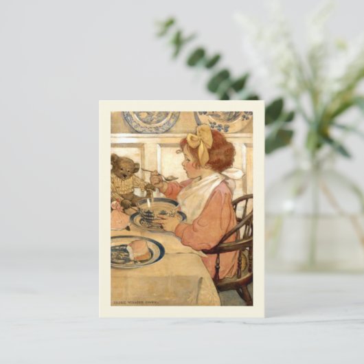 Ontbijt met Teddy Bear Briefkaart (Staand voorkant)