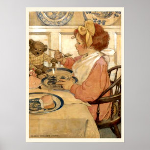 Ontbijt met teddybeer poster