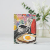 Ontbijt Mixed Media Collage Briefkaart (Staand voorkant)