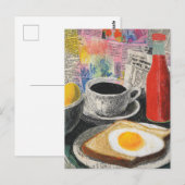 Ontbijt Mixed Media Collage Briefkaart (Voorkant / Achterkant)