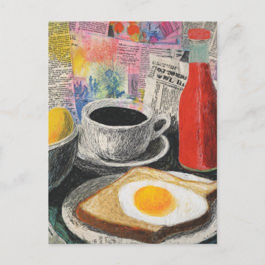 Ontbijt Mixed Media Collage Briefkaart (Voorkant)